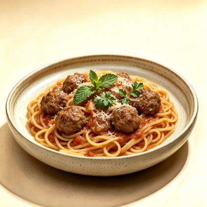 Beef Meatball Spaghetti