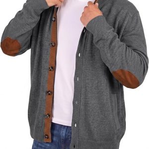 Men's Stand Collar Knit Button Front Cardigan Sweater